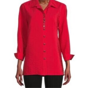 Ali Miles Crinkle button up blouse size M